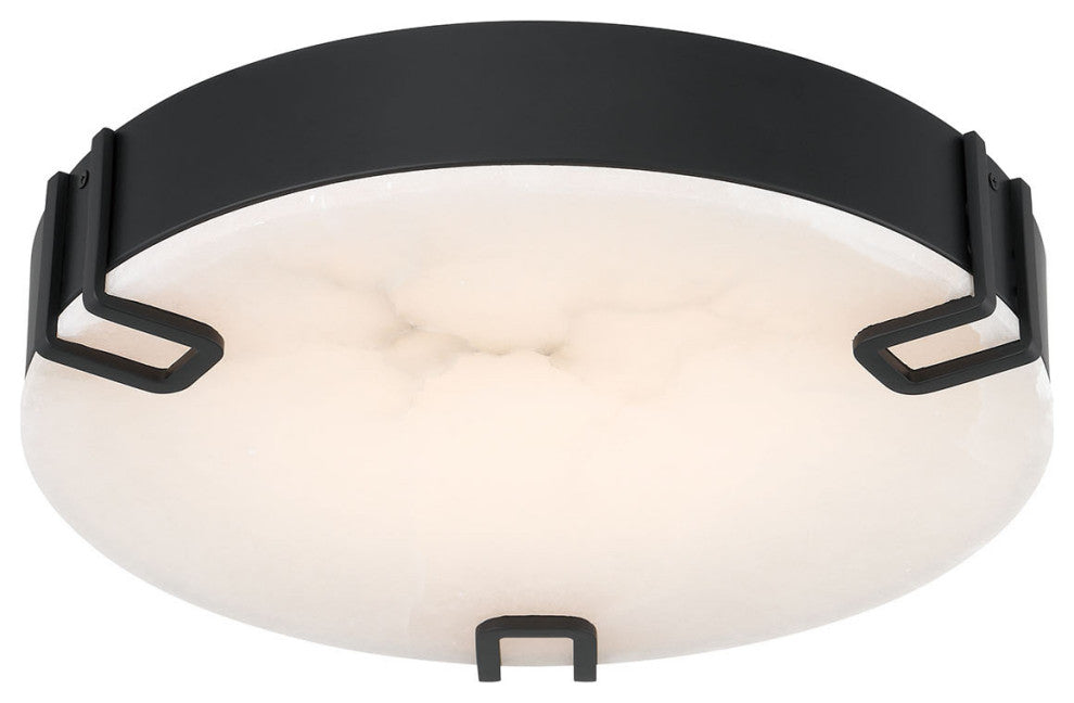 Noga, Flush Mount , 16", Matte Black, Alabaster