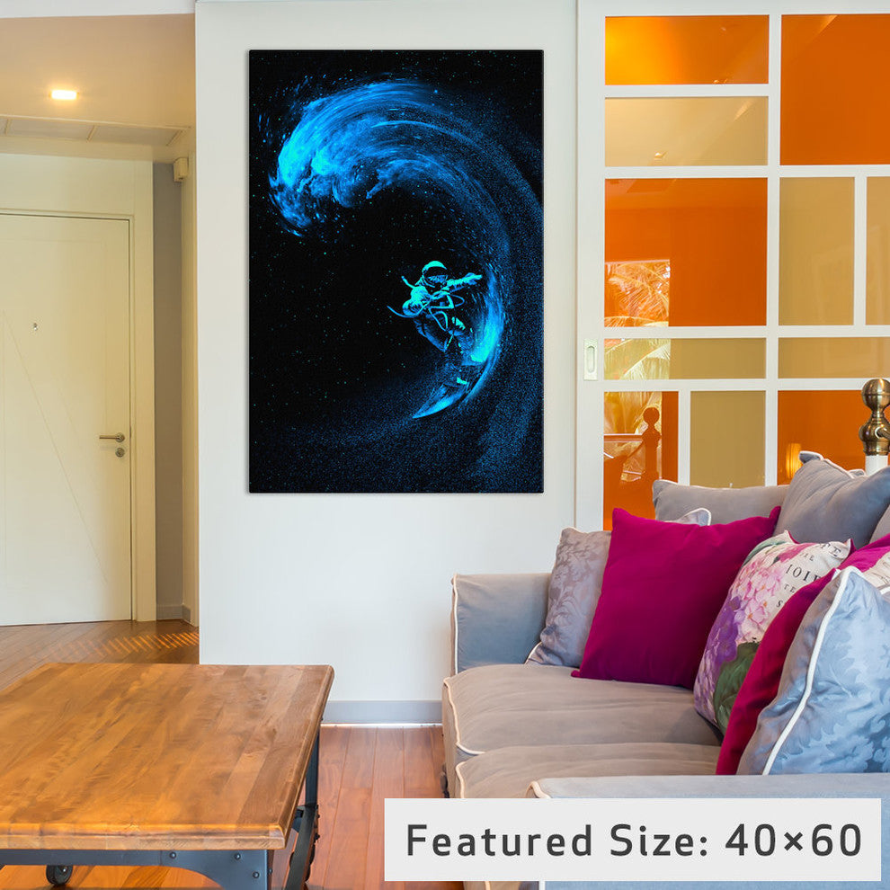 "Space Surfing Blue Wave" by Nicebleed, 40x26x1.5