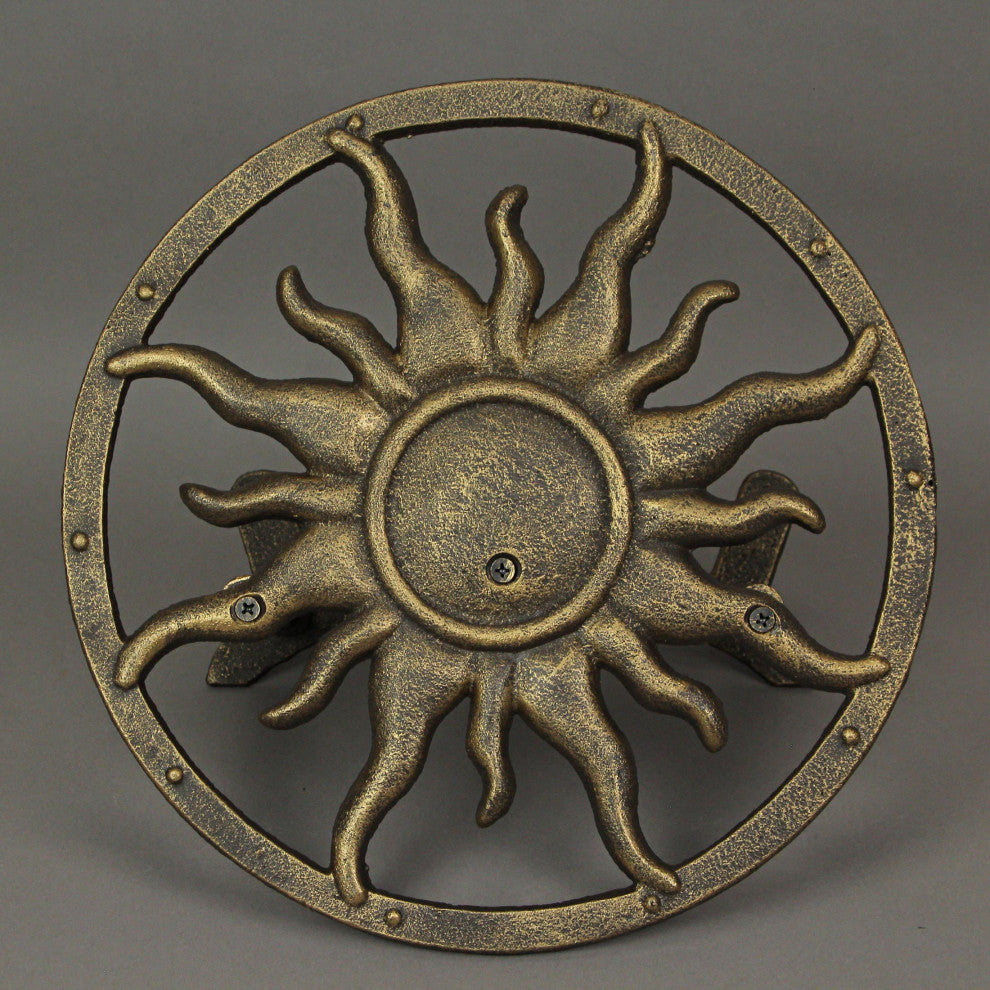 Cast Iron Celestial Sun Wall Mounted Hanging Garden Hose Holder Bronze