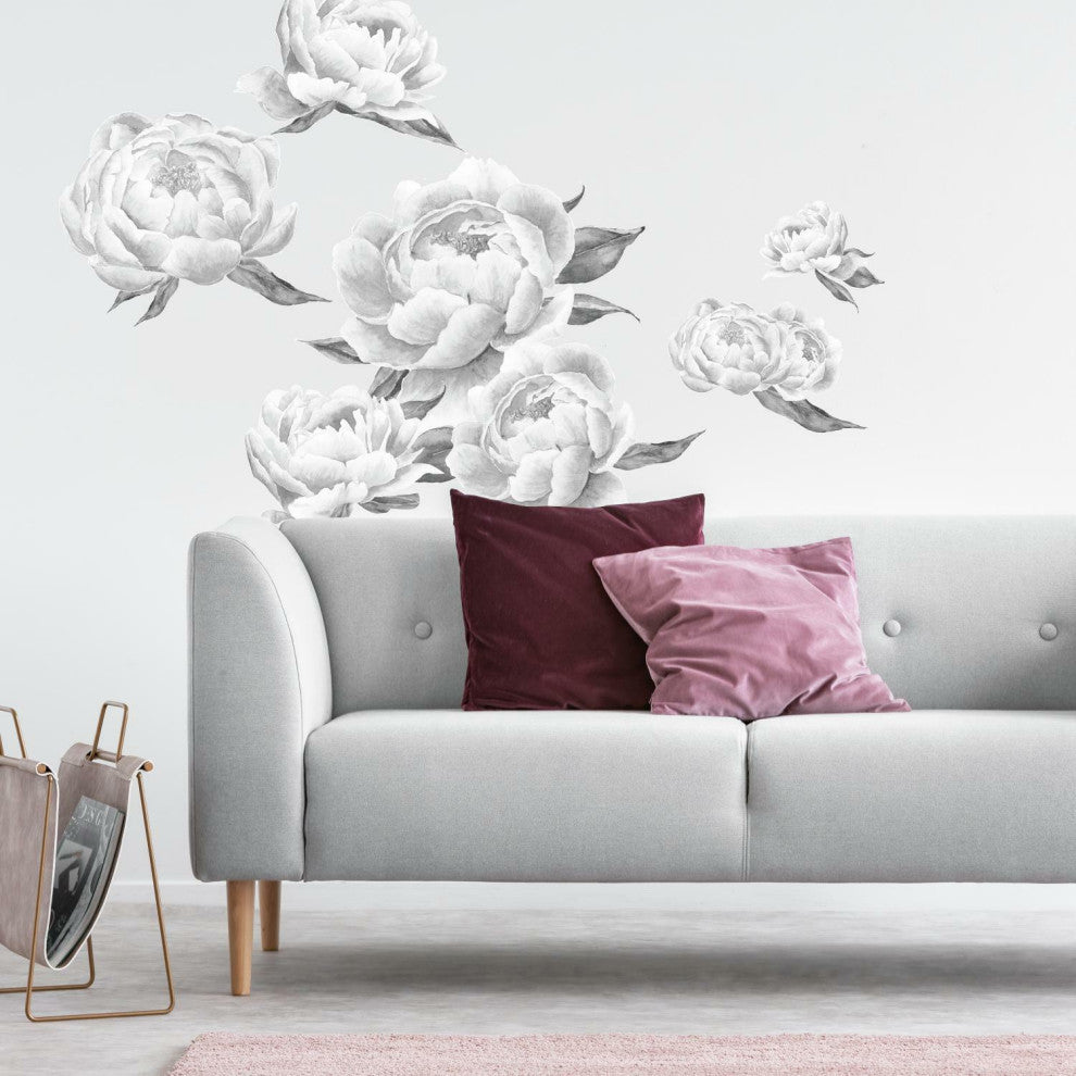 Black Peonies Peel And Stick Giant Wall Decals