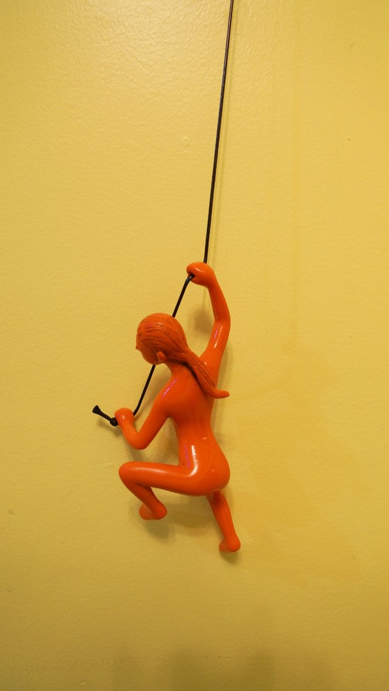 Climbing Woman in Blue, Large Orange