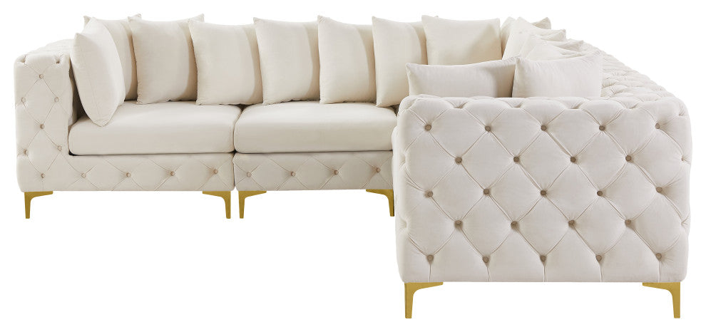 Tremblay Modular Sectional, Cream, L-Shaped, 5-Piece: Armless (2), Corner (3)