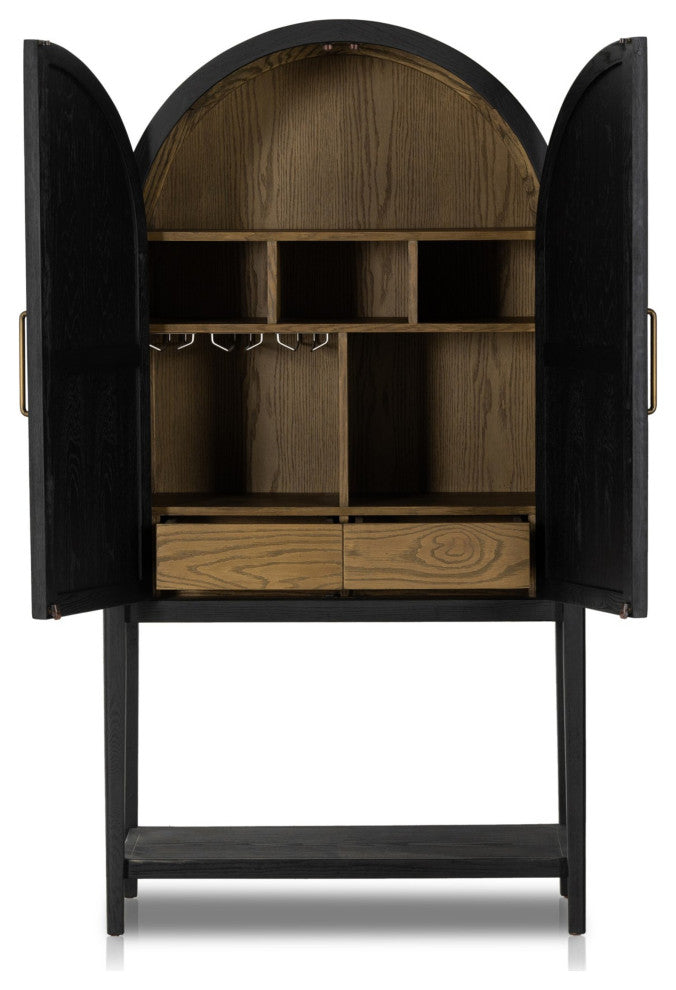 Tolle Bar Cabinet Drifted Matte Black Veneer, Drifted Oak Veneer, Matte Black