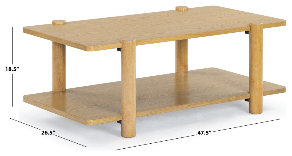 Safavieh Couture Edisyn 2 Shelf Wood Coffee Table, Natural