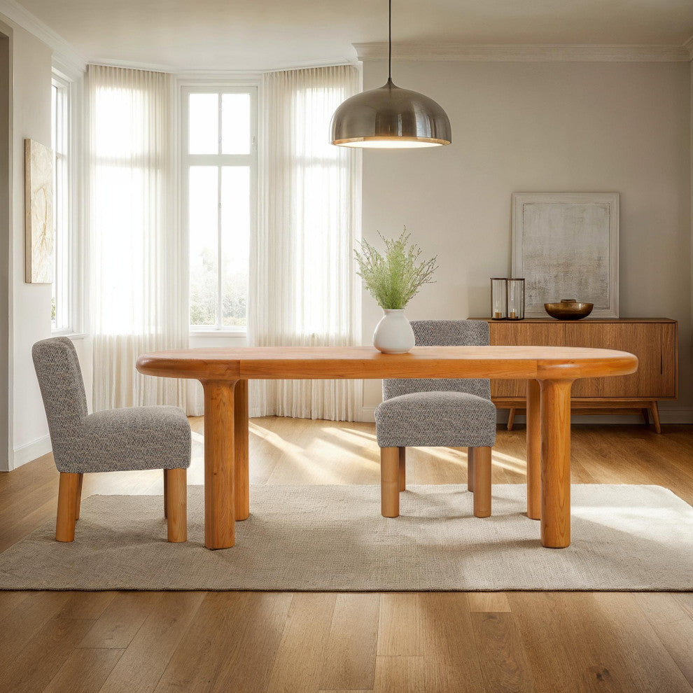 Destiny 83" Oval Solid Oak Dining Table, Brown