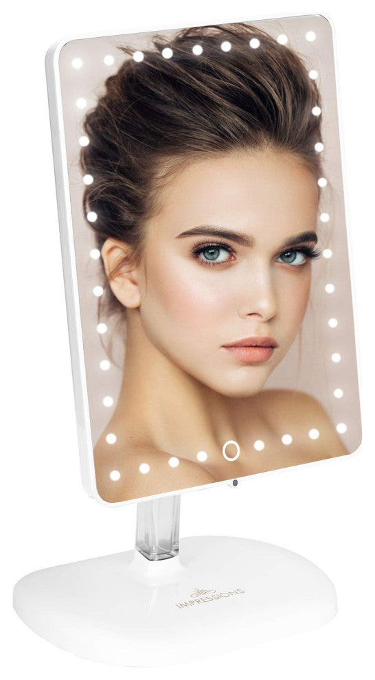Touch Pro LED Makeup Mirror With Bluetooth Speaker and USB, White