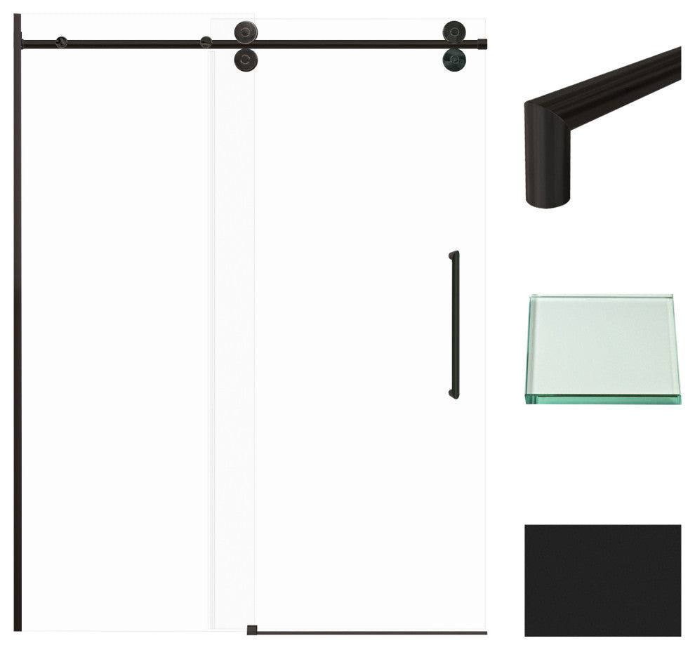 Teegan Plus Sliding Shower Door, Fixed, Clear Glass, Matte Black, Turin