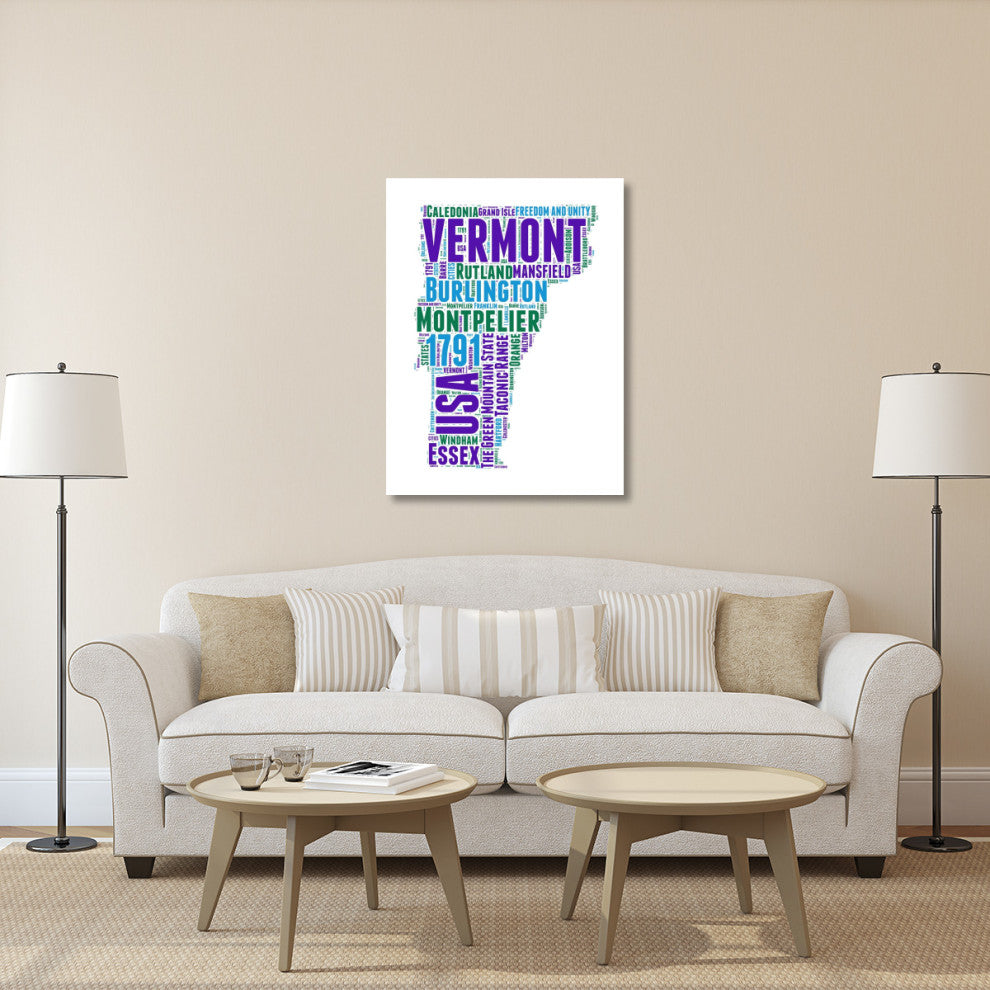 "Vermont Word Cloud Map" Fine Art Print