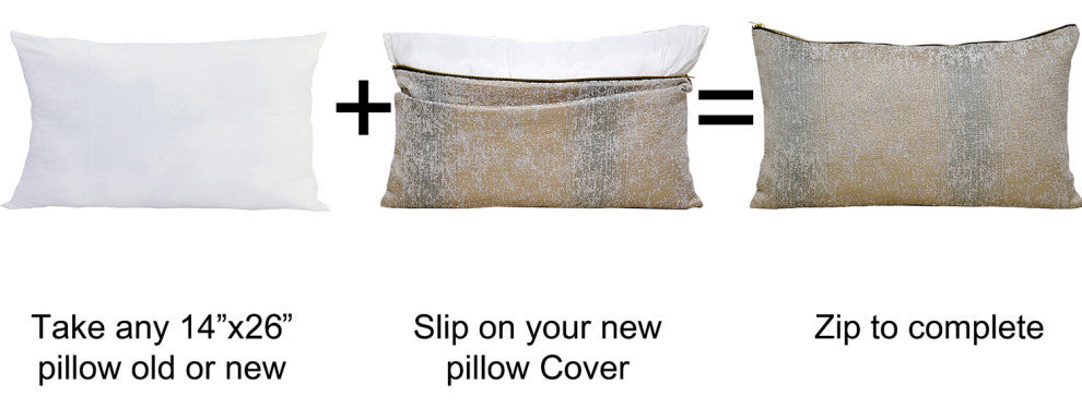 Jacquard Chenille Big Zipper Lumbar Toss Pillow Set, Taupe / Khaki, 2 Piece Lumb