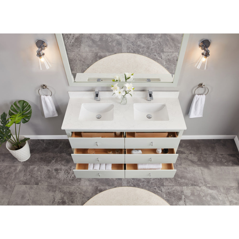Vanity With Mirror, Sconce and Faucet Included, Silver Strand, 60"