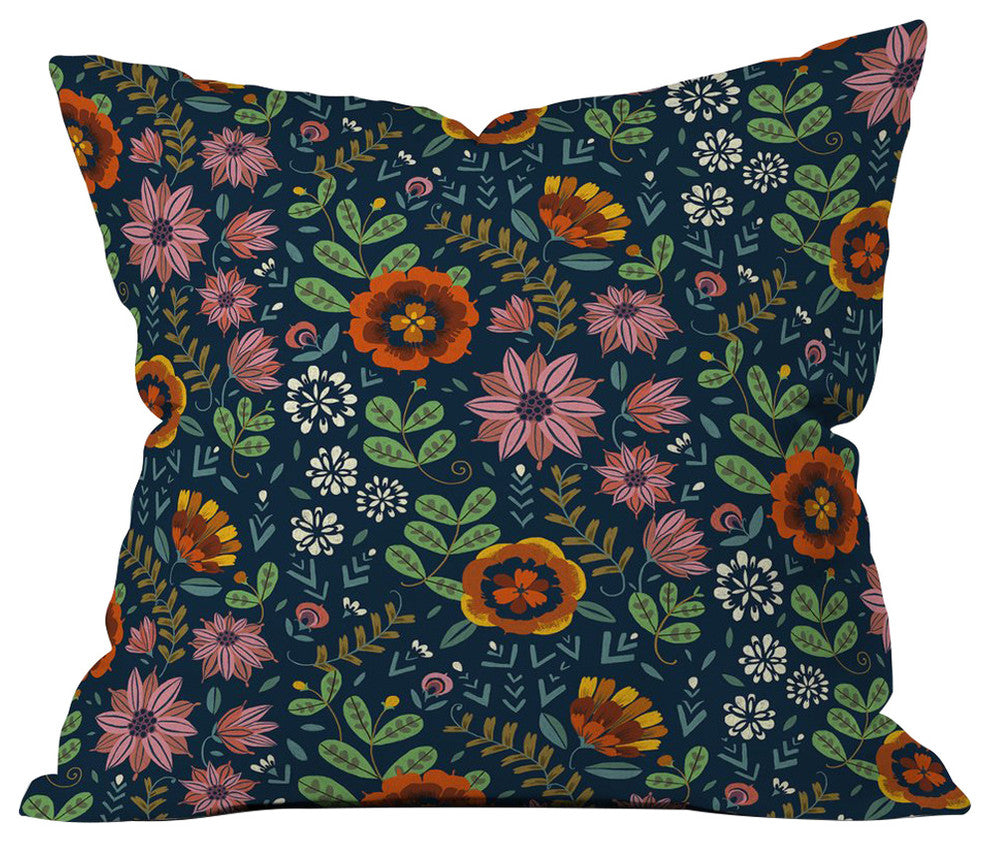 Pimlada Phuapradit Midnight Bloom 1 Throw Pillow, 18"x18"