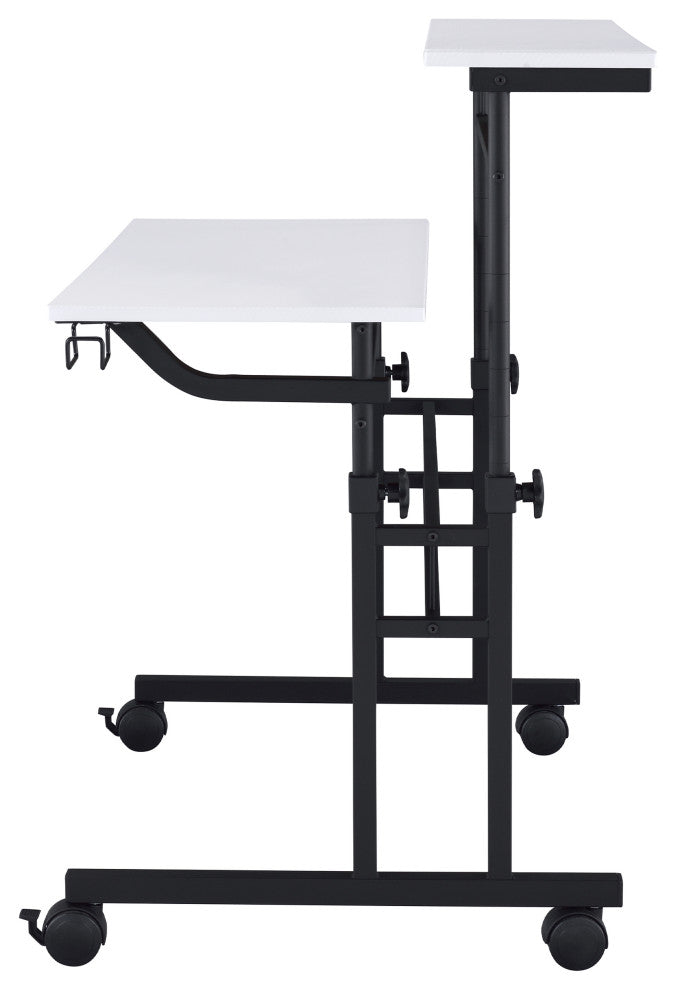 Rolling Writing Desk With Height Adjustable Desktop, White