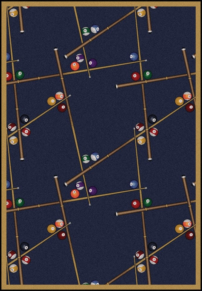 Games People Play Rug, Snookered, 5'4"x7'8", Federal Blue
