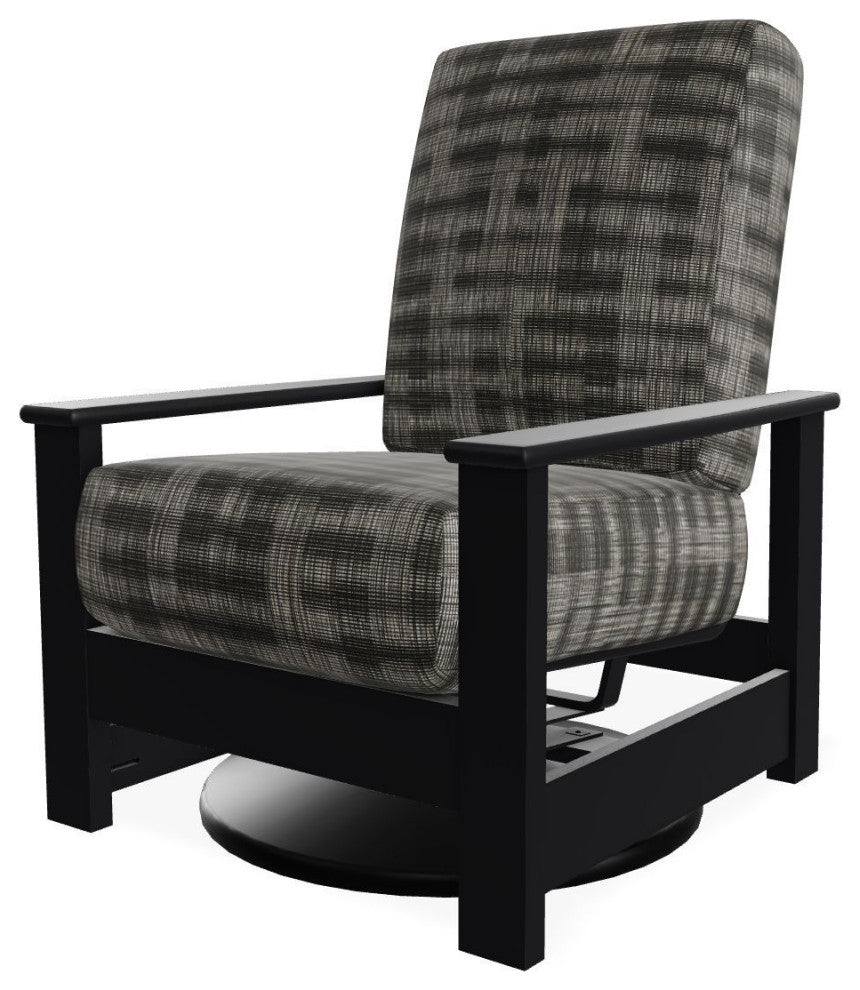 Leeward Deep Seat Outdoor Hidden Swivel Rocker, Illusion Plaid Onyx/Black