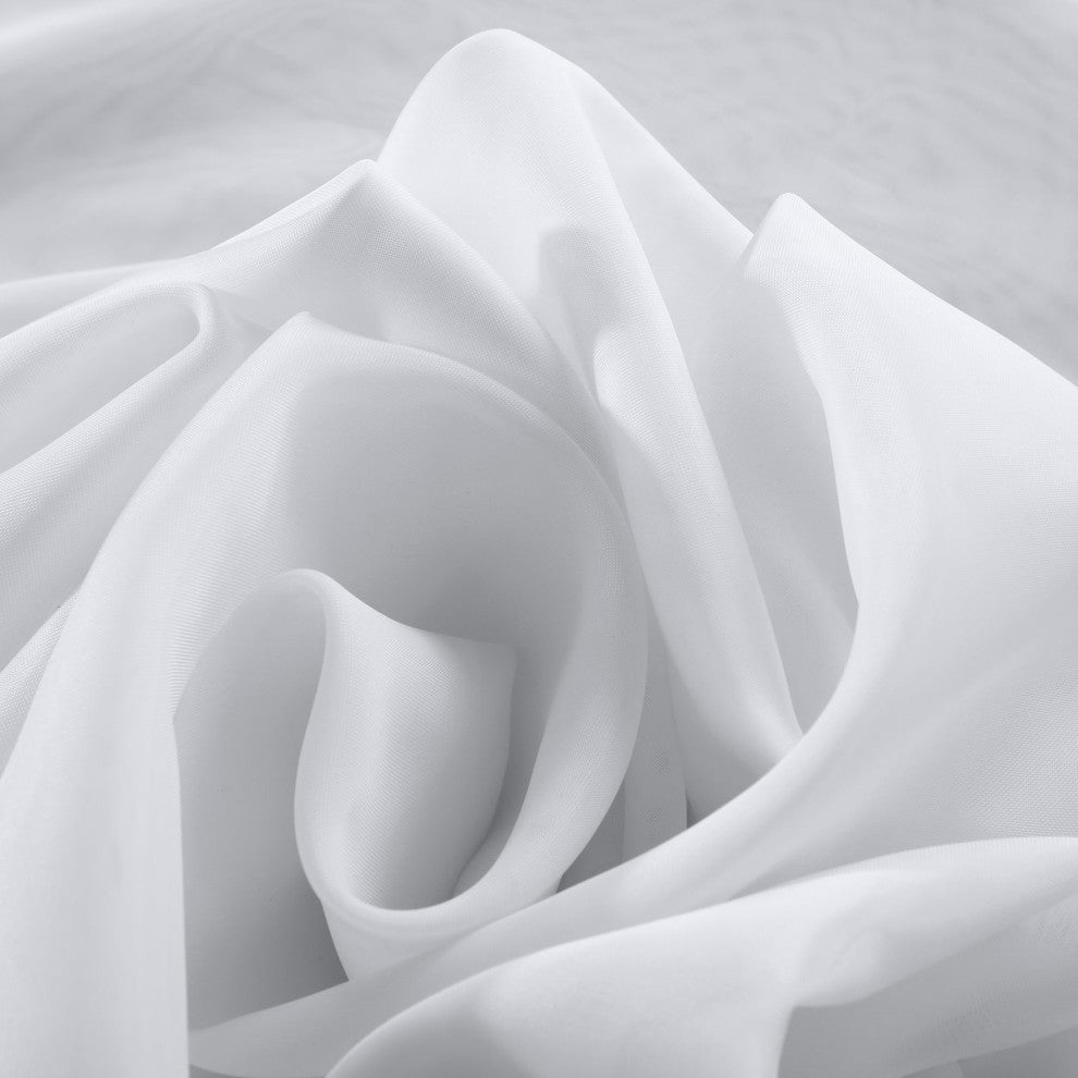 Solid White Voile Poly Curtains, Set of 2, 50"x120"
