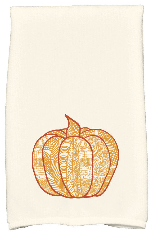 Pumpkin Patch Holiday Geometric Print Kitchen Towel, Gold