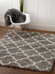 Dubach Morrocan Trellis Shag Rug - Gray and White - 3' 2" X 5'