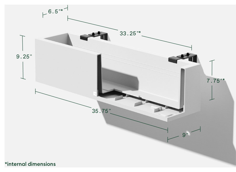 Block Series Trough 36" Planter With Bracket, White, 9"h X 9"w X 36"l, 1 Pack