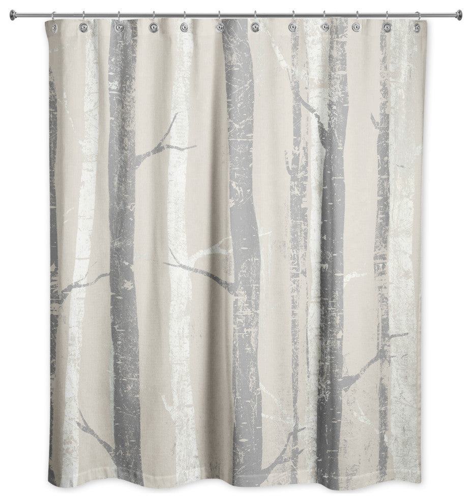 Beige Forest Tree 71x74 Shower Curtain