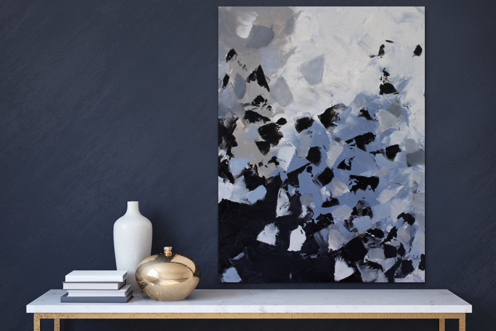 40"x30" Black white grey abstract art Original Large Modern Painting wall decor