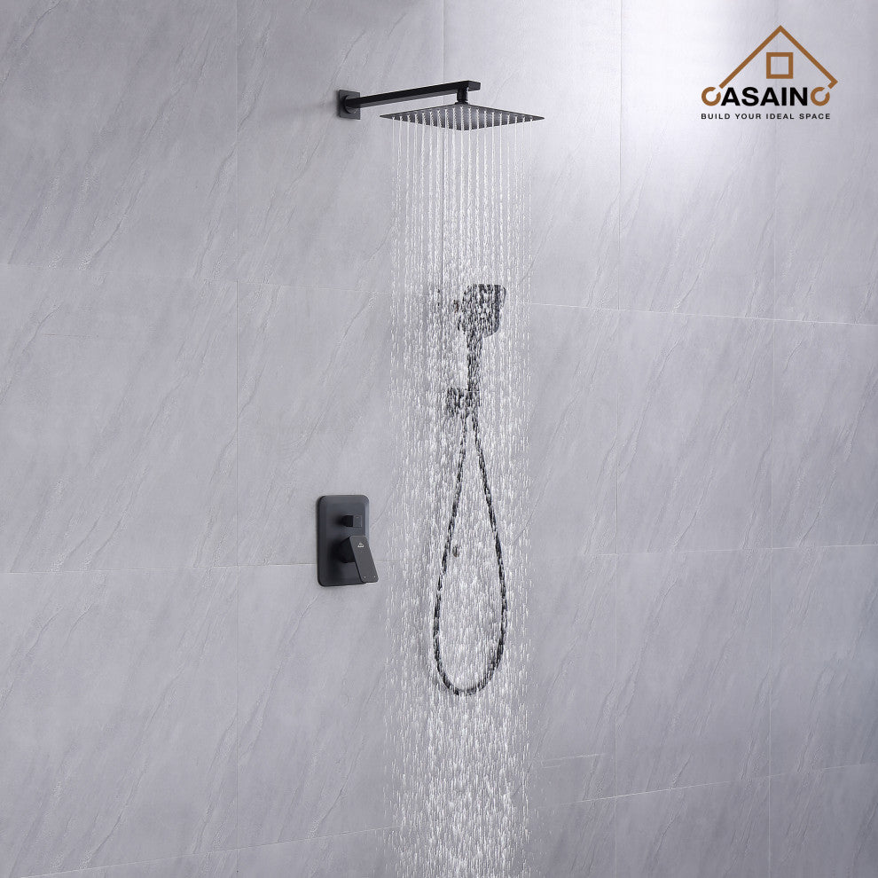 Brushed Nickel Wall Mounted  Shower Faucet Waterfall Shower Bar System, Matte Black