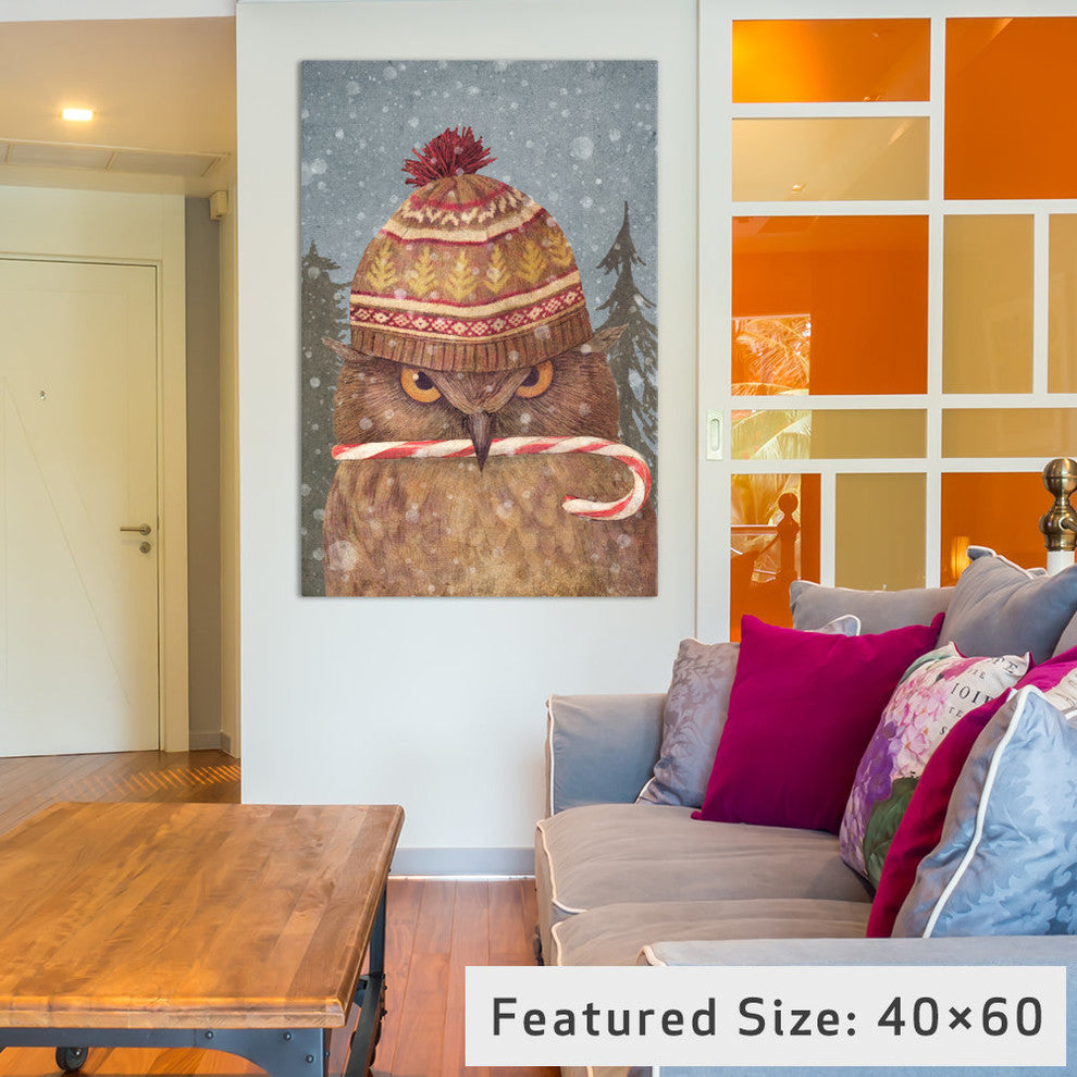 "Christmas Owl Portrait" by Terry Fan, 40x26x1.5