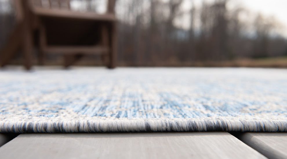 Unique Loom Aqua Blue Timeworn Outdoor Area Rug, Blue, Gray, 6' X 9'