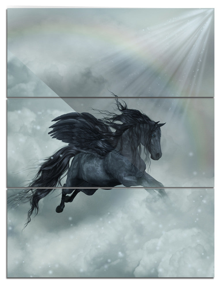"Pegasus in the Heaven" Metal Wall Art, 3 Panels, 28"x36"