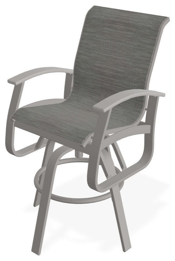 Belle Isle Sling Bar Height Outdoor Swivel Armchair, Sicily/Warm Gray