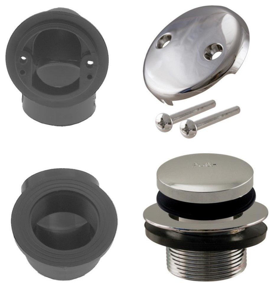 Tip Toe Sch. 40 ABS Plumber's Pack With 2-Hole Elbow, Polished Nickel