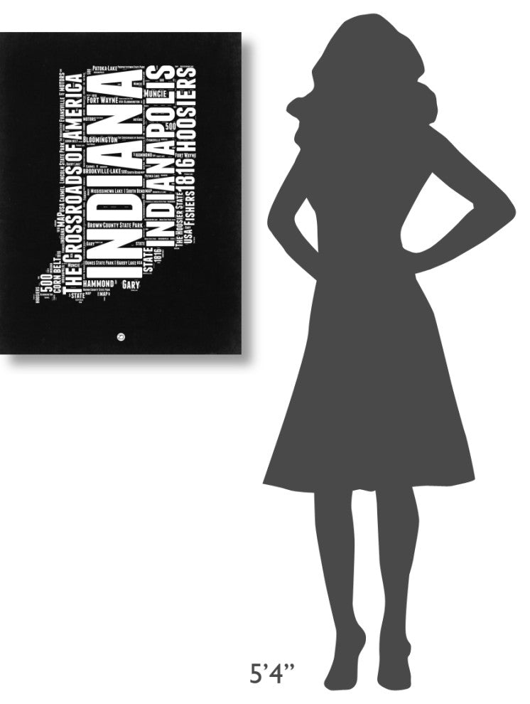 "Indiana Black and White Map" Fine Art Print
