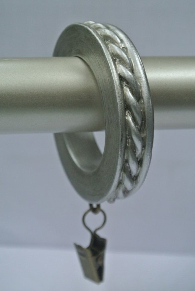 1 3/4" Rope Designer Curtain Rings, Pewter, Set of 7