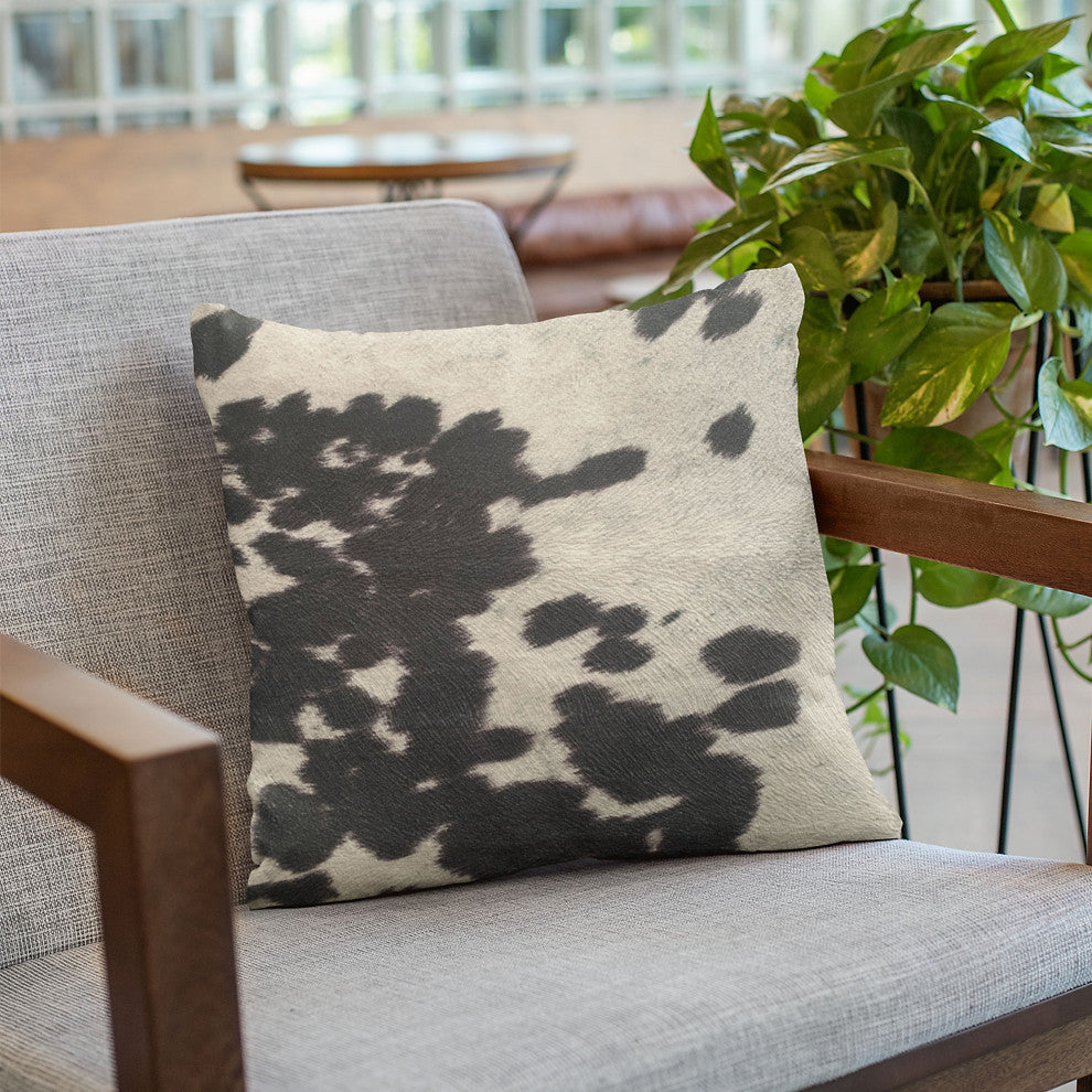 Plutus Black Cowhide Animal Luxury Throw Pillow, 12"x20"