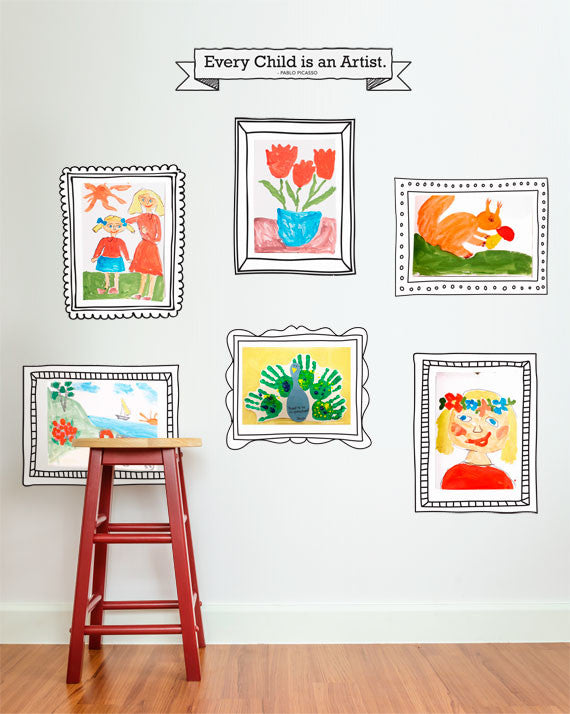 Kids Art Display Frames Vinyl Wall Sticker, Picasso Quote Banner