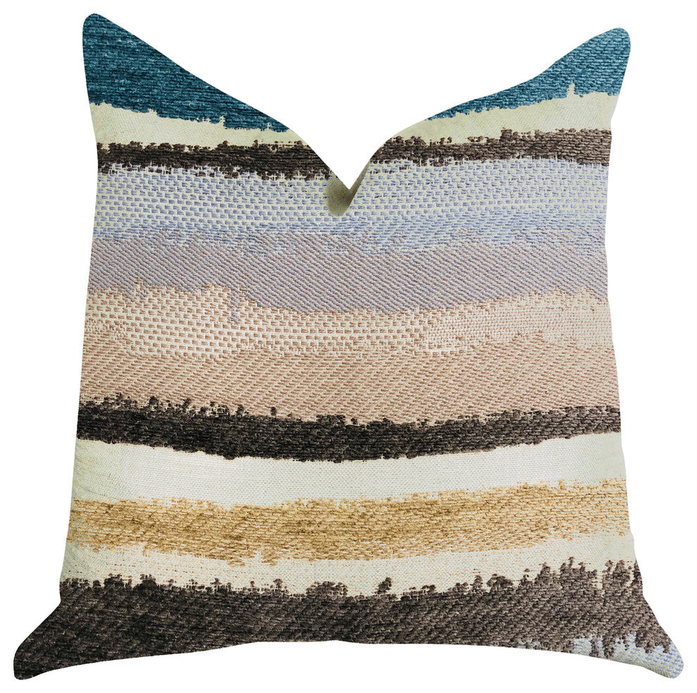 Blue Stone River Sand Multi Color Luxury Throw Pillow, 20"x26" Standard