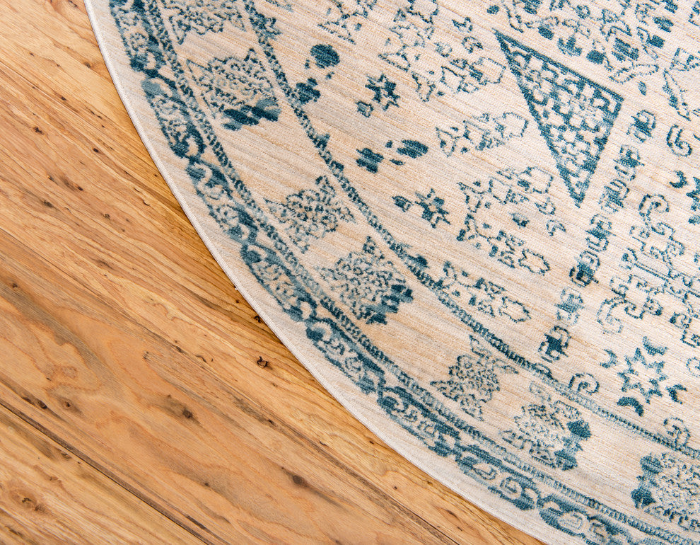 Unique Loom Beige Birch Paris 6' 0 x 6' 0 Round Rug