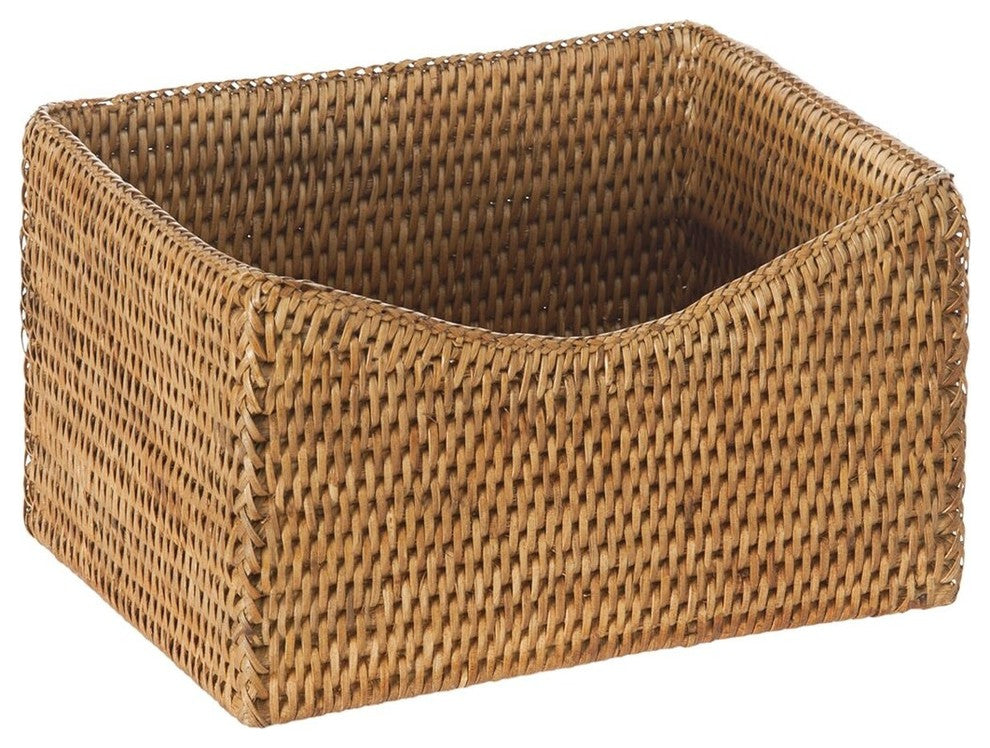 La Jolla Handwoven Rattan Organizing and Shelf Basket, Honey-Brown