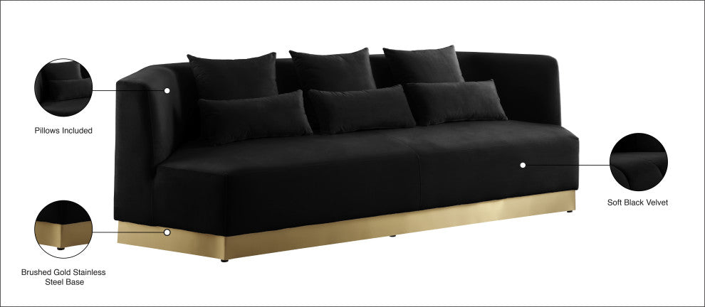 Marquis Velvet Upholstered Set, Black, Sofa