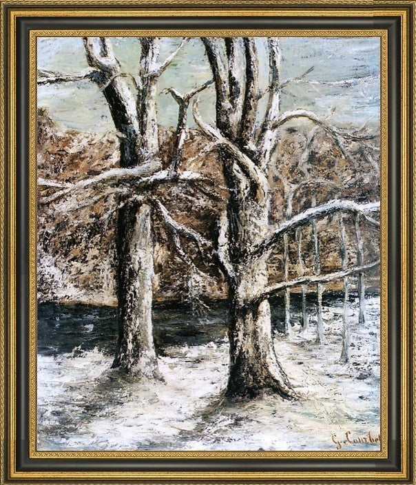 Gustave Courbet Woods in the Snow Framed Premium Canvas Print, 20"x25"
