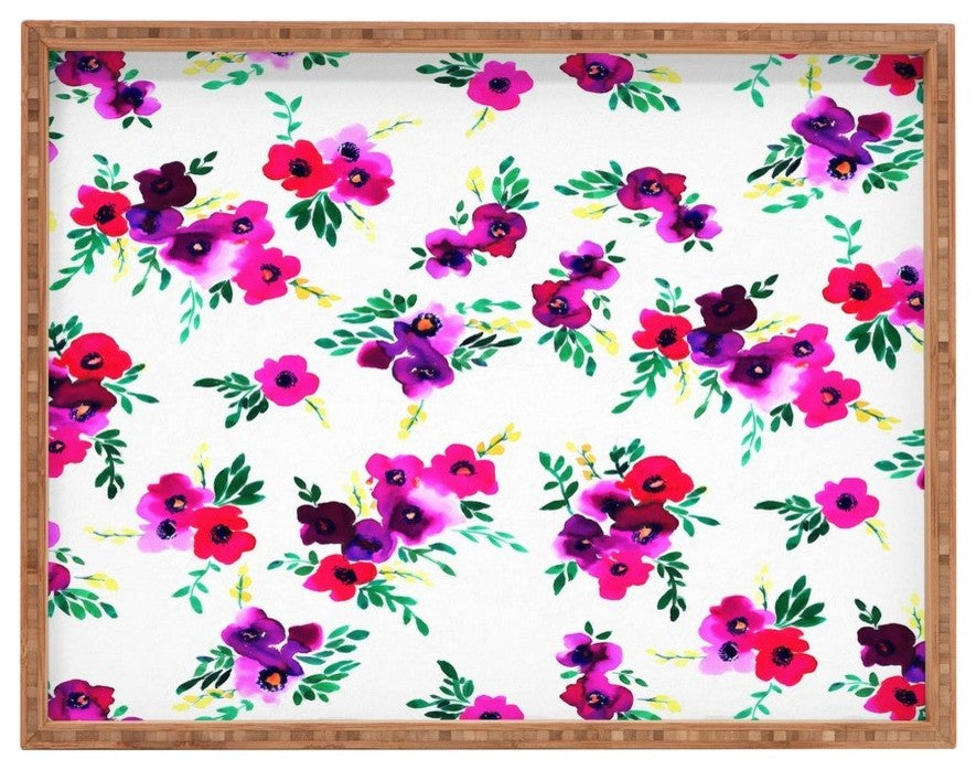 Caleb Troy Wintertide Roses Rectangular Tray, 18"x14"