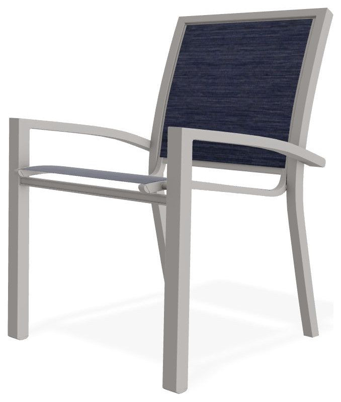 Kendall Sling Stackable Outdoor Dining Chair, Collect Indigo/Warm Gray