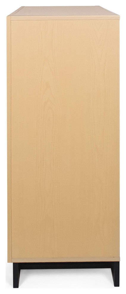 GDF Studio Modern 4-Drawer Wood Dresser With Iron Base, Natural/Black