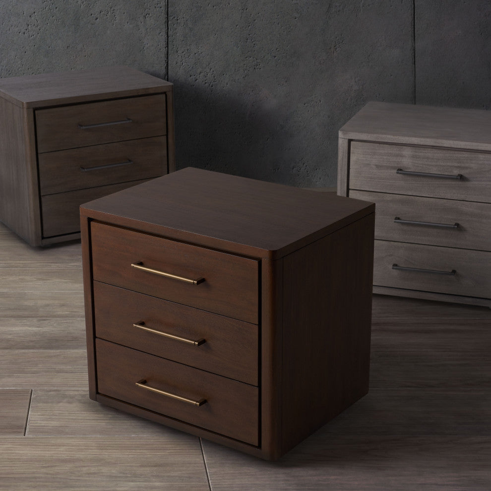 Safavieh Couture Rosey 3 Drawer Wood Nightstand, Light Brown