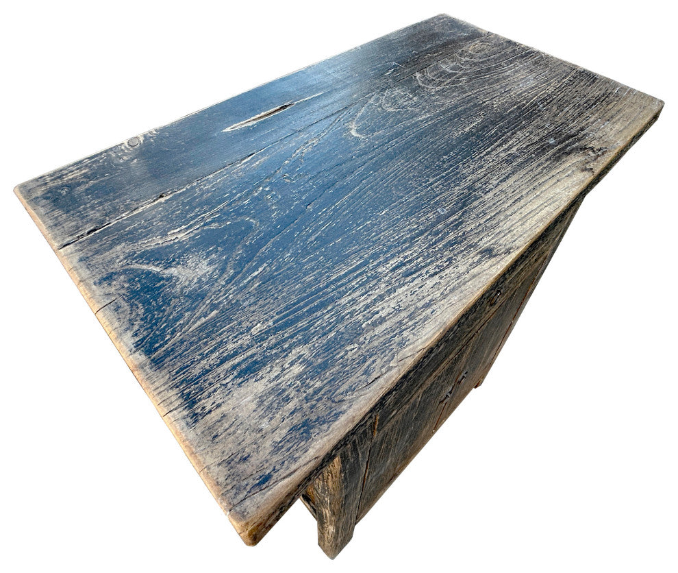 Distressed Rustic Black Rough Grain Wood Side Table Nightstand Cabinet Hws4315