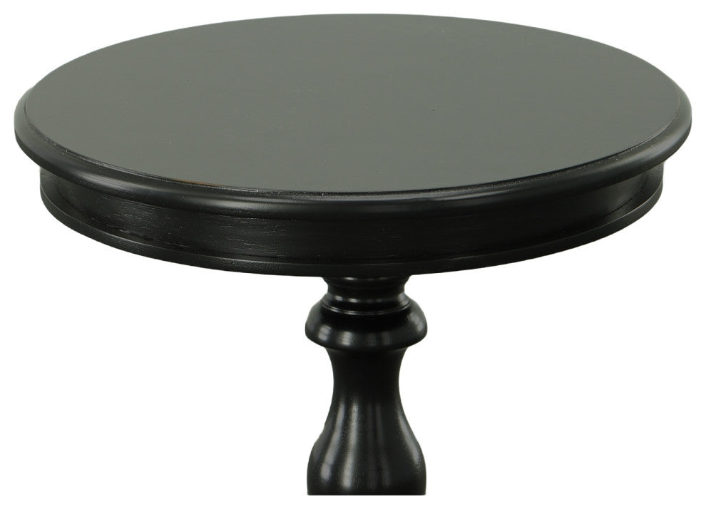 Anna Pedestal Base Accent Table, Antique Black