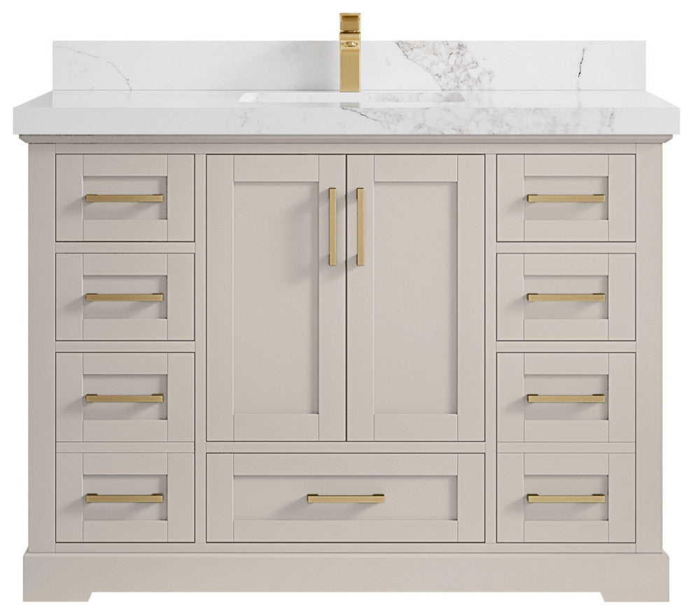 Boston 48" Single Sink Bath Vanity in Fine Grain 2" Calacatta Nuvo