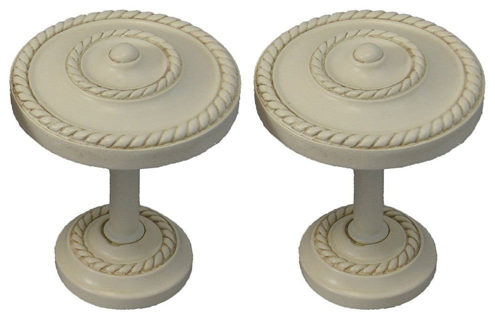 Rope Drapery Medallion Holdback, Ivory, Set of 2
