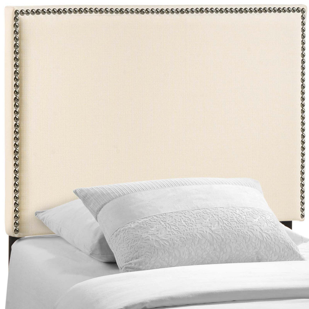 Modway Bedroom Region Twin Nailhead Upholstered Headboard, Ivory