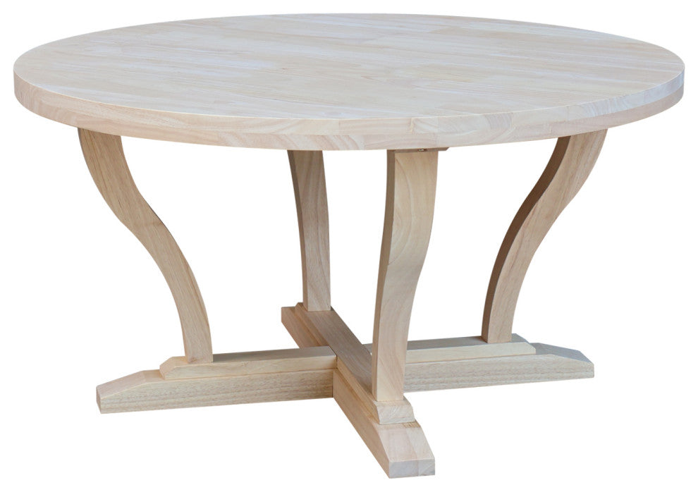 LaCasa Solid Wood Round Coffee Table, Unfinished