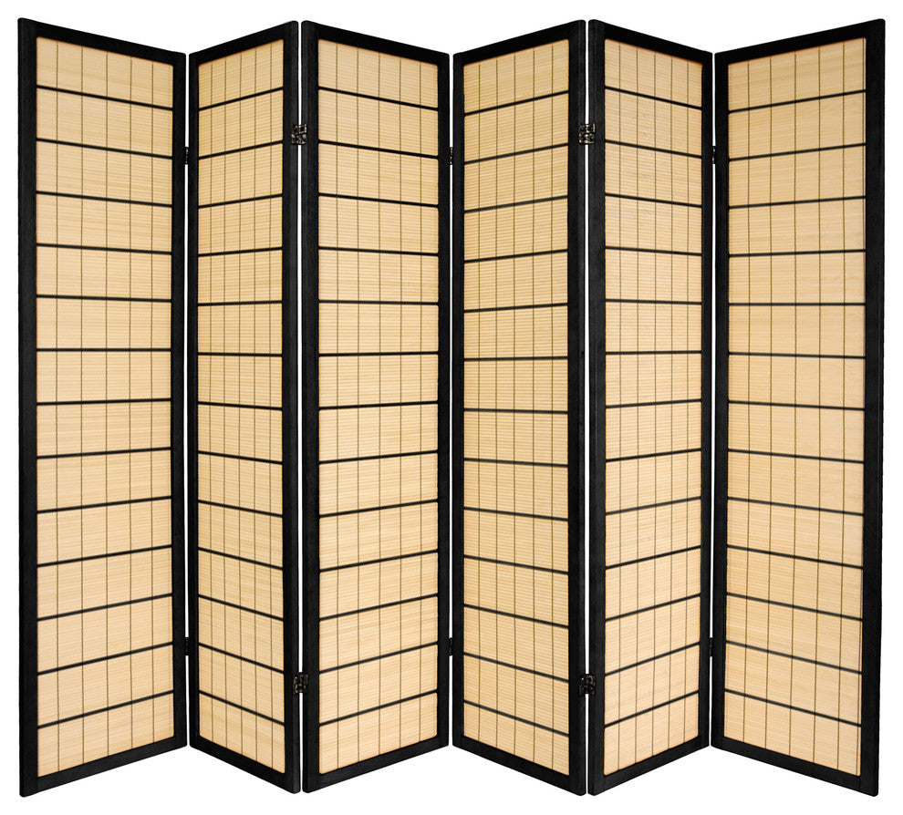 6' Tall Kimura Shoji Screen, 6 Panel, Black
